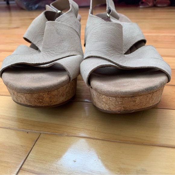 Clarks Soft Cushion Suede Wedge Sandles Beige Nude 8 - Picture 7 of 8